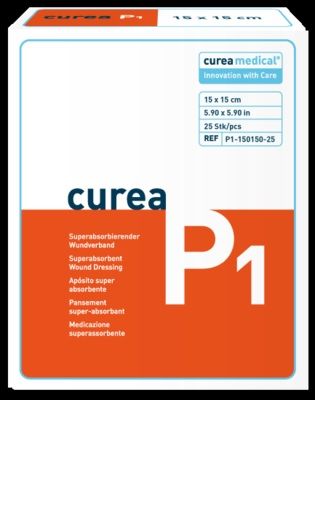 CUREA P1 superabsorb.Wundauflage 15x15 cm